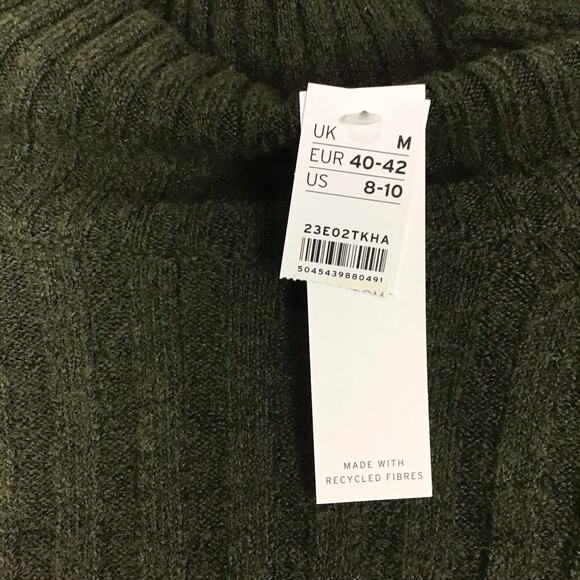 Top Shop Green Mock Neck High Low Sweater Lightweight Cropped Size Medium - Picture 5 of 11